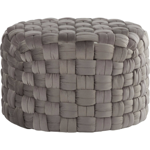 Braided Round 24" Ottoman in Dark Grey Velvet